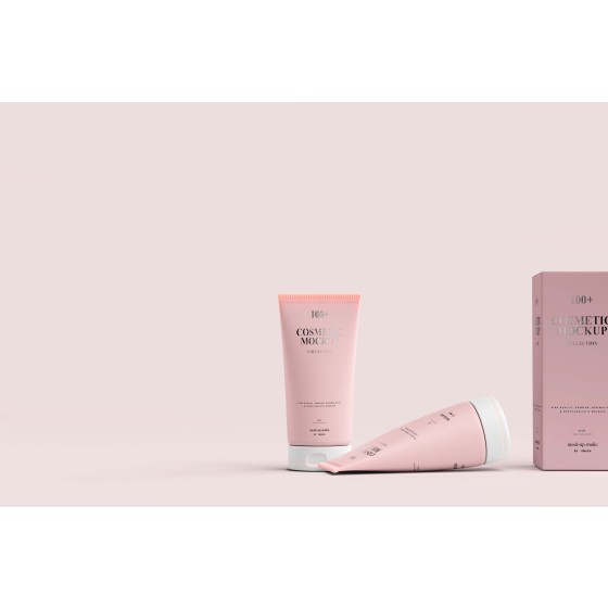 Skincare Facial Cleanser Tube Bottle PSD Mockup Template